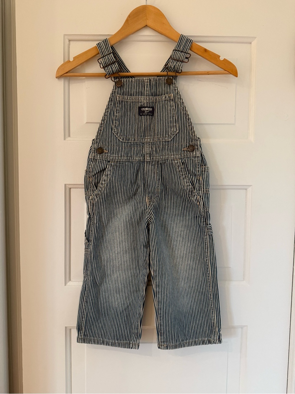 OshKosh B'gosh Navy and White Striped Kids Overalls Size 2T